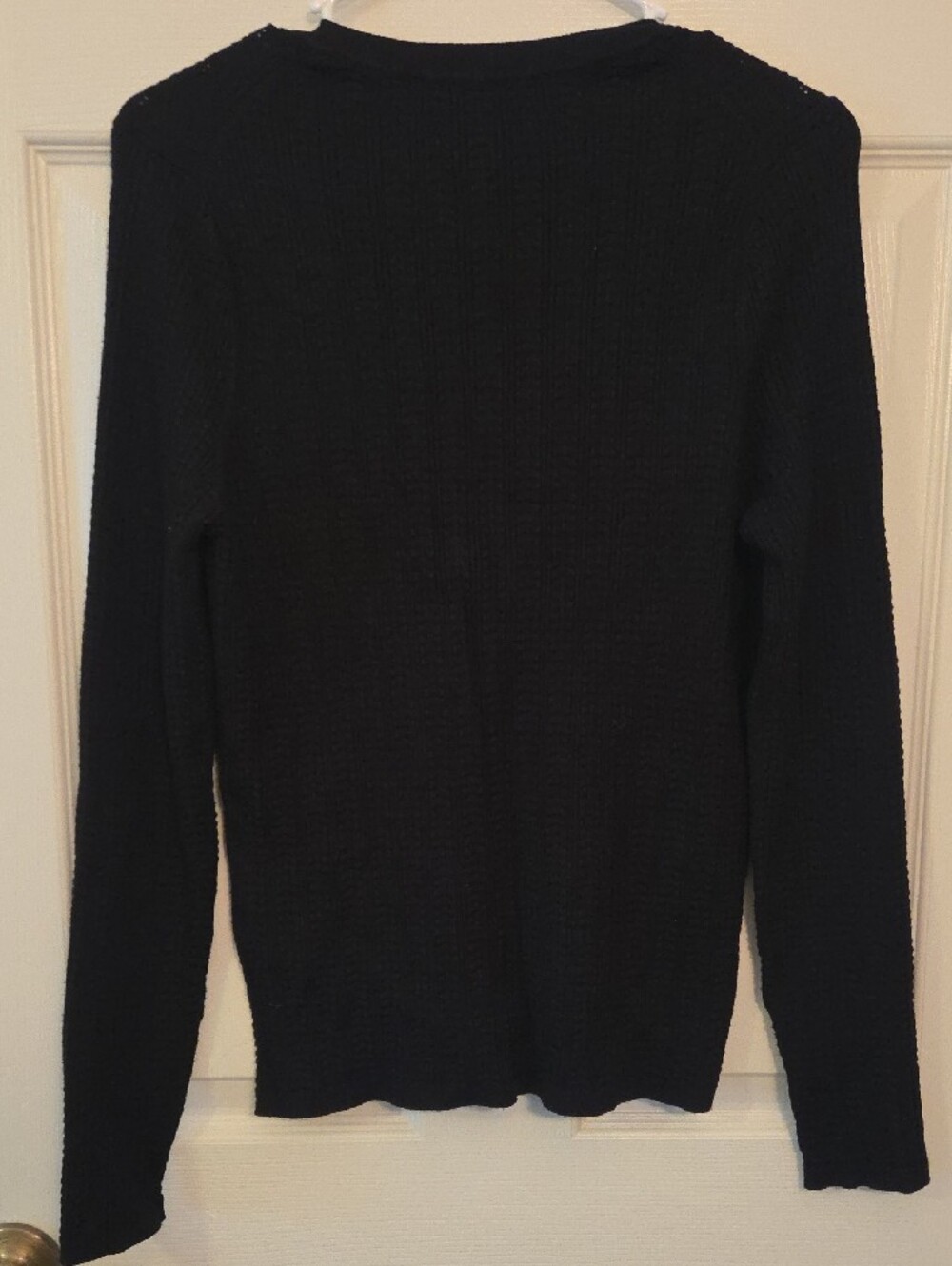 White House Black Market Black Button-Front Knit Cardigan Sweater Size Medium - Picture 6 of 9